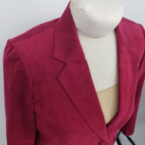 Vintage Baron Kay's Tailor Skirt & Jacket Set Large? 34W Fuchsia Suede Hong Kong - Picture 2 of 12